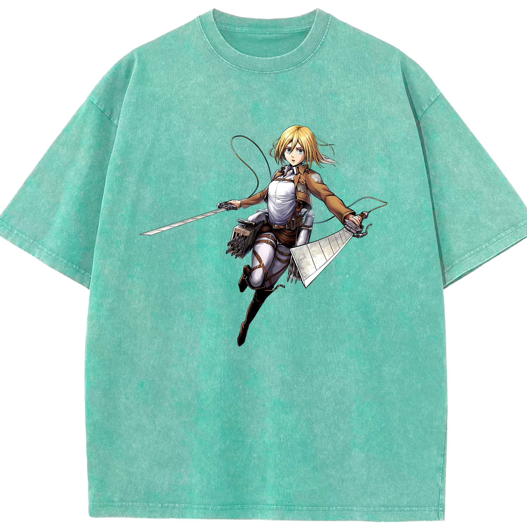 （画像用） 進撃の巨人 クリスタ·レンズ Attack on Titan Christa Lenz 綿100% ヴィンテージ風 半袖Tシャツ（フロントプリント）